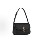 SAINT LAURENT YSL SOLFERINO letter LOgo lock opening and closing shoulder strap adjustable underarm bag, single shoulder bag, medium size, black